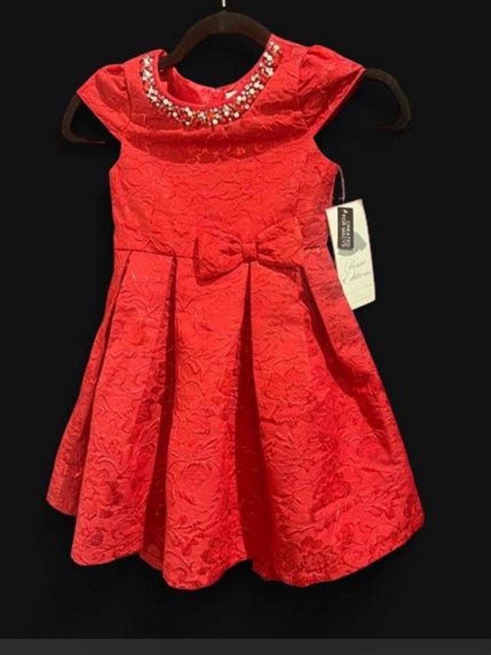 Rare Editions Red Dress w Floral Pattern Size 6 (Kids) NWT
